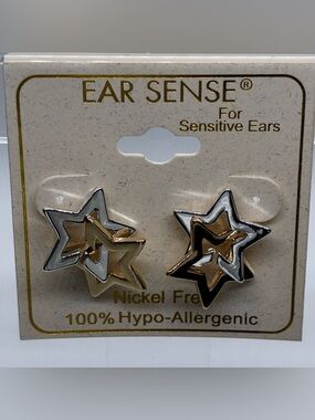 3For$20 Ear Sense Two-Tone Star Stud Earrings - Gold & Silver Hypo-Allegenic